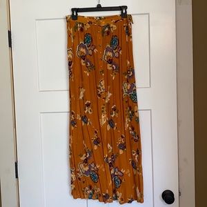 Orange floral maxi skirt